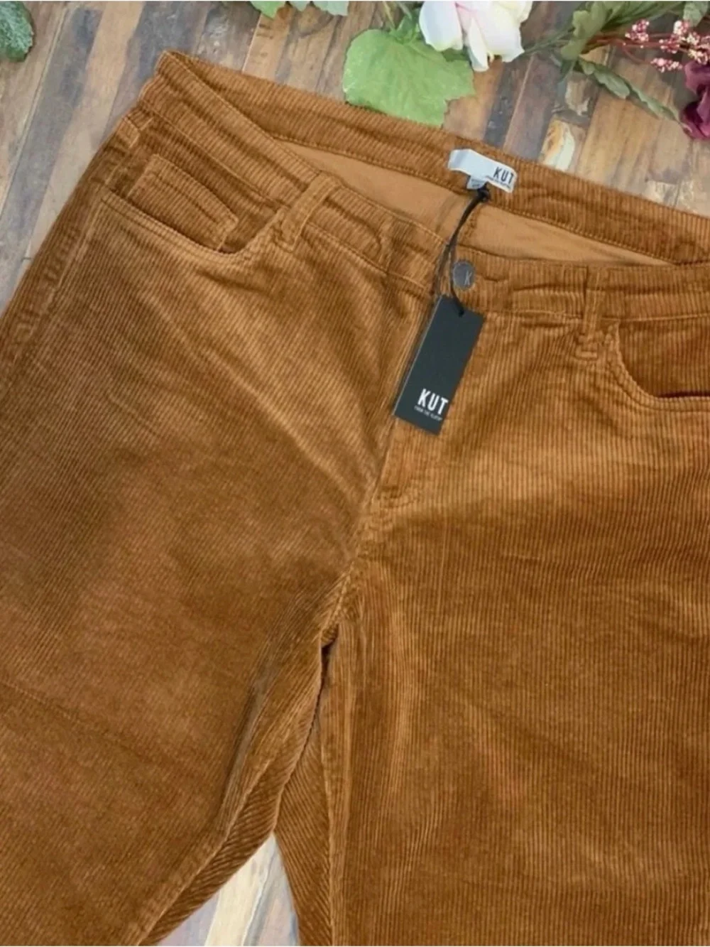 KUT FROM THE KLOTH NWT Cognac Kelsey High Waist Corduroy Pants 16W